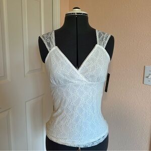 NWT Vintage lz byer Womens Y2K Fairy Babydoll Top Lace Coquette Deadstock Ivory